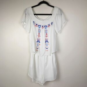 Parker Kaling Embroidered White Romper Size L
